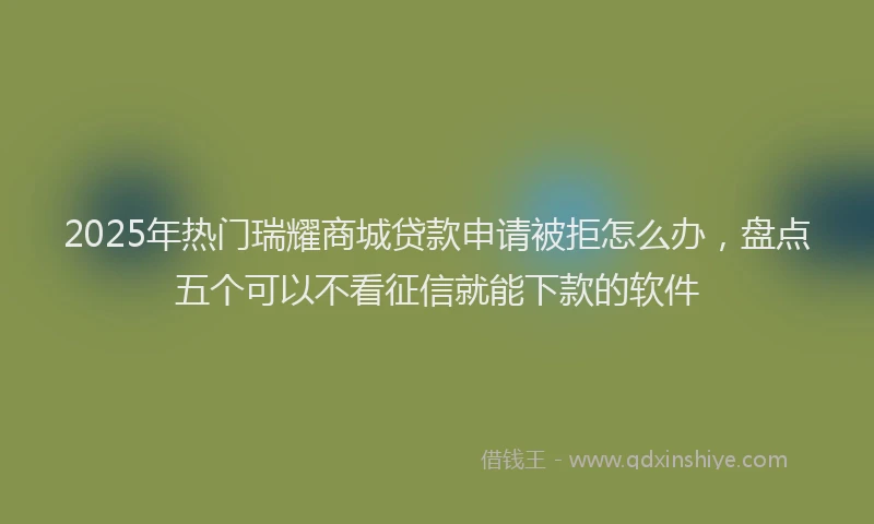 2025年热门瑞耀商城贷款申请被拒怎么办，盘点五个可以不看征信就能下款的软件