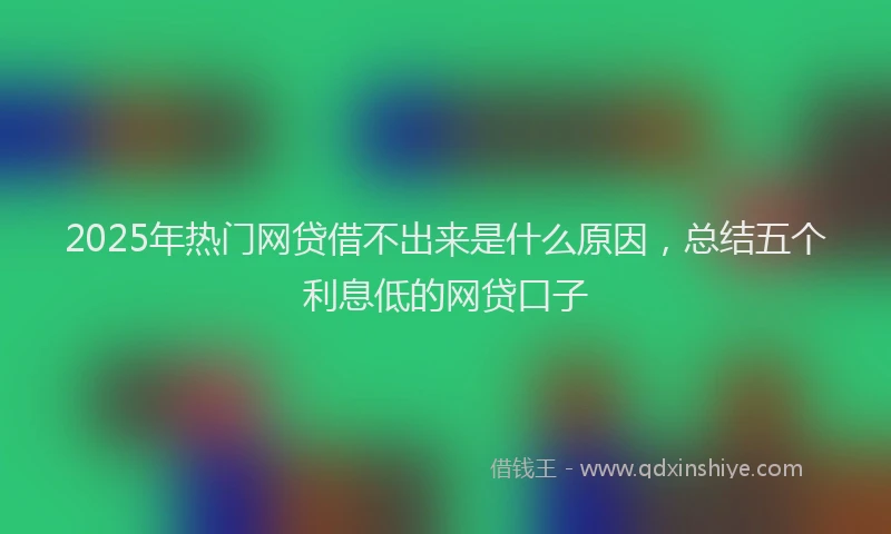 2025年热门网贷借不出来是什么原因，总结五个利息低的网贷口子