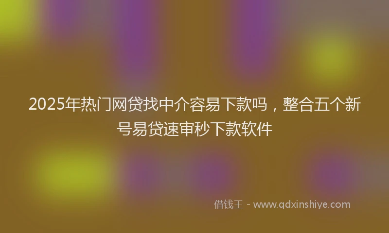 2025年热门网贷找中介容易下款吗,整合五个新号易贷速审秒下款软件