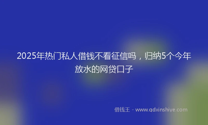 2025年热门私人借钱不看征信吗，归纳5个今年放水的网贷口子