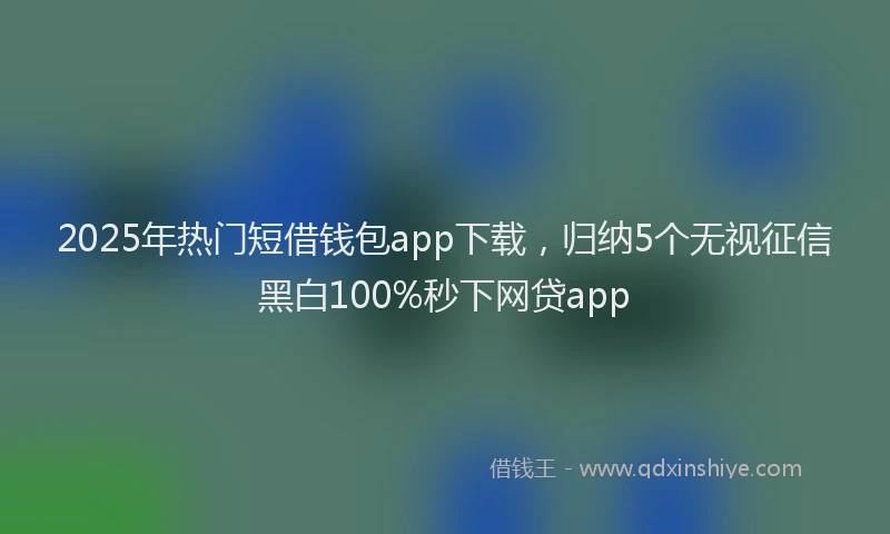 2025年热门短借钱包app下载，归纳5个无视征信黑白100%秒下网贷app