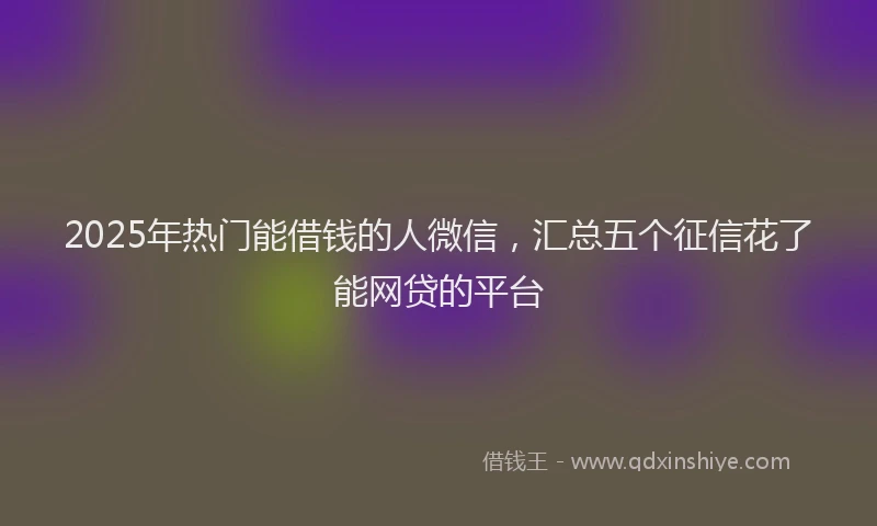 2025年热门能借钱的人微信，汇总五个征信花了能网贷的平台