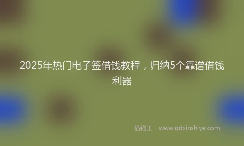 2025年热门电子签借钱教程，归纳5个靠谱借钱利器
