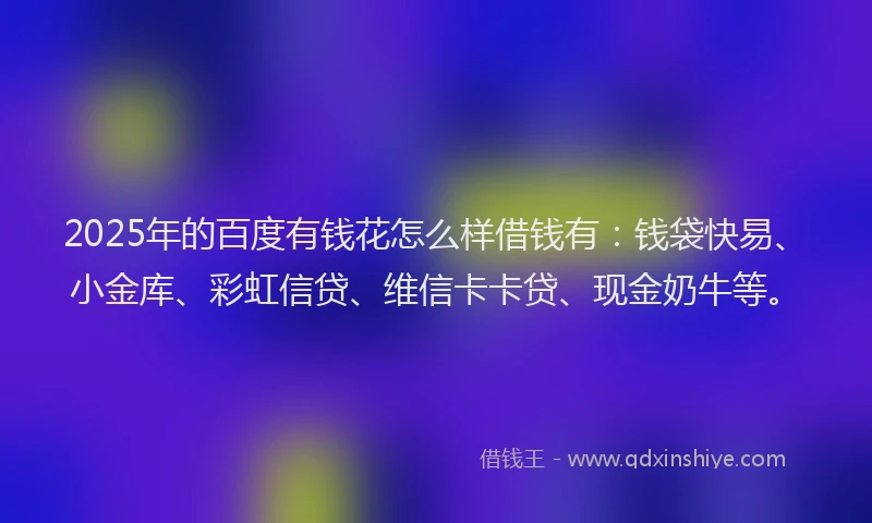 2025年的百度有钱花怎么样借钱有：钱袋快易、小金库、彩虹信贷、维信卡卡贷、现金奶牛等。