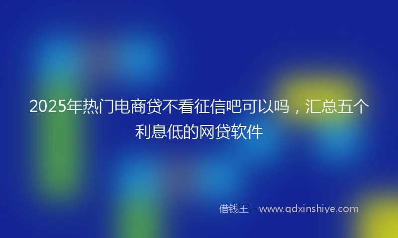 2025年热门电商贷不看征信吧可以吗，汇总五个利息低的网贷软件