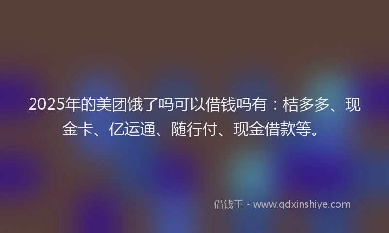 2025年的美团饿了吗可以借钱吗有：桔多多、现金卡、亿运通、随行付、现金借款等。