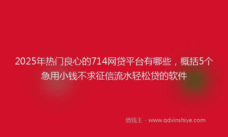 2025年热门良心的714网贷平台有哪些，概括5个急用小钱不求征信流水轻松贷的软件