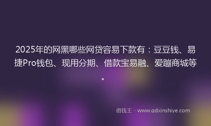 2025年的网黑哪些网贷容易下款有:豆豆钱、易捷Pro钱包、现用分期、借款宝易融、爱蹦商城等。