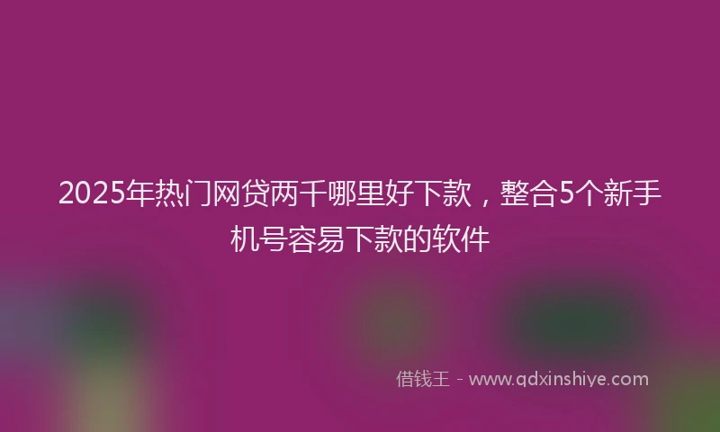 2025年热门网贷两千哪里好下款,整合5个新手机号容易下款的软件