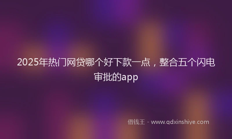 2025年热门网贷哪个好下款一点，整合五个闪电审批的app
