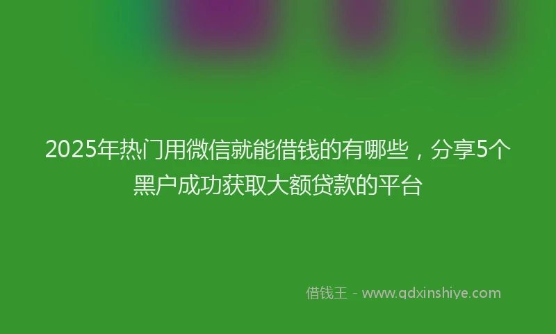 2025年热门用微信就能借钱的有哪些，分享5个黑户成功获取大额贷款的平台