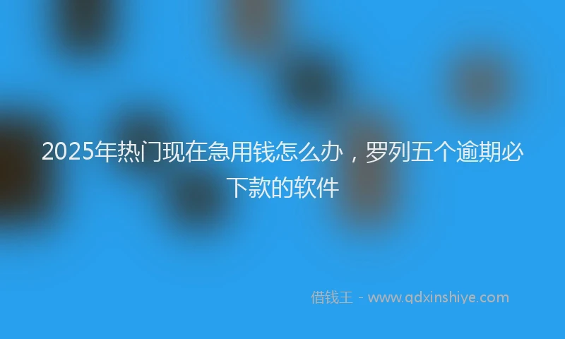 2025年热门现在急用钱怎么办，罗列五个逾期必下款的软件