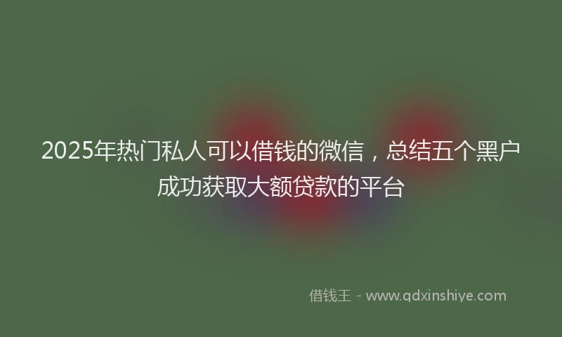 2025年热门私人可以借钱的微信,总结五个黑户成功获取大额贷款的平台