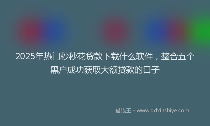 2025年热门秒秒花贷款下载什么软件，整合五个黑户成功获取大额贷款的口子