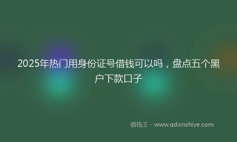 2025年热门用身份证号借钱可以吗，盘点五个黑户下款口子