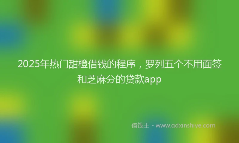 2025年热门甜橙借钱的程序，罗列五个不用面签和芝麻分的贷款app