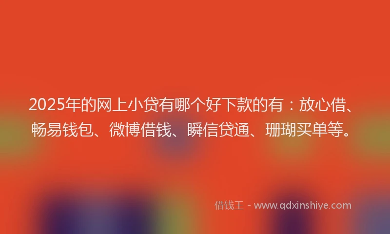 2025年的网上小贷有哪个好下款的有：放心借、畅易钱包、微博借钱、瞬信贷通、珊瑚买单等。