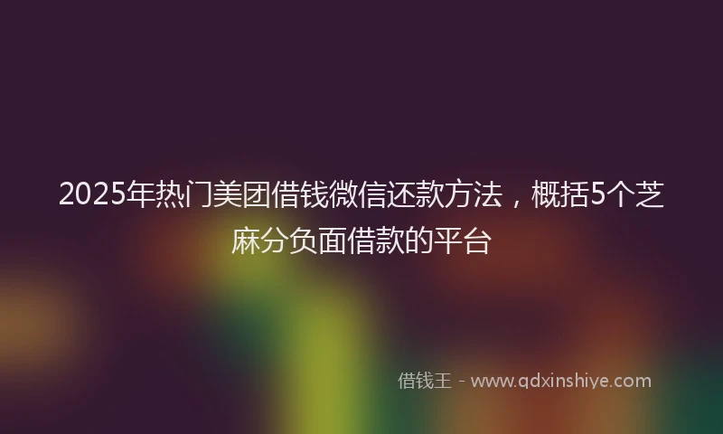 2025年热门美团借钱微信还款方法，概括5个芝麻分负面借款的平台