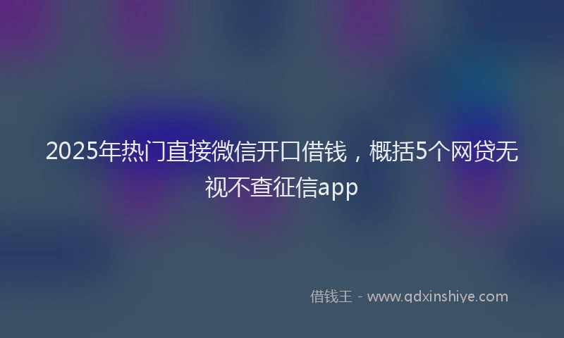 2025年热门直接微信开口借钱，概括5个网贷无视不查征信app