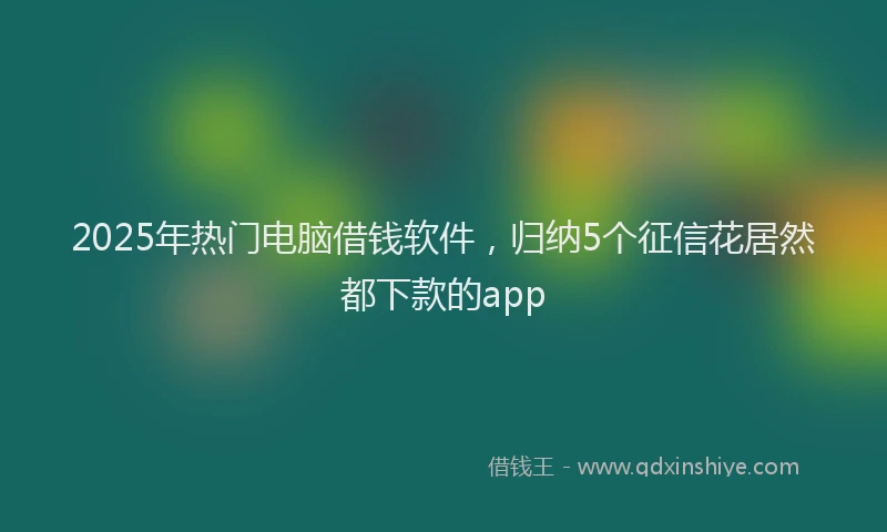 2025年热门电脑借钱软件，归纳5个征信花居然都下款的app