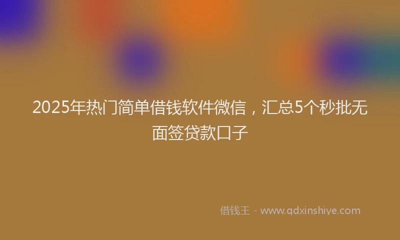 2025年热门简单借钱软件微信，汇总5个秒批无面签贷款口子