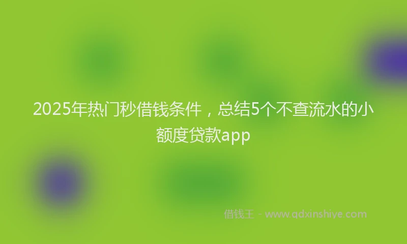 2025年热门秒借钱条件，总结5个不查流水的小额度贷款app