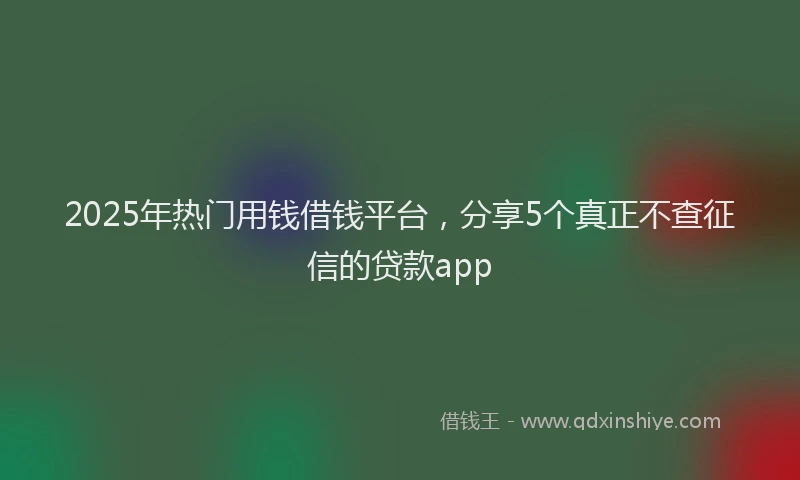 2025年热门用钱借钱平台，分享5个真正不查征信的贷款app