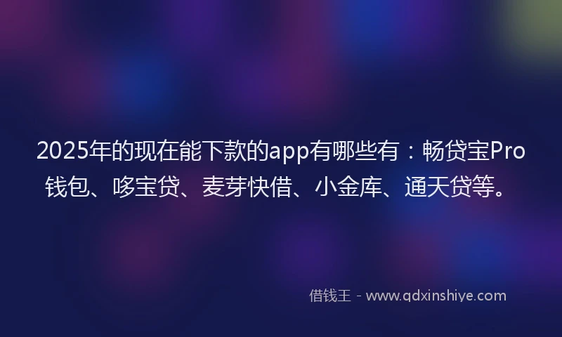 2025年的现在能下款的app有哪些有：畅贷宝Pro钱包、哆宝贷、麦芽快借、小金库、通天贷等。