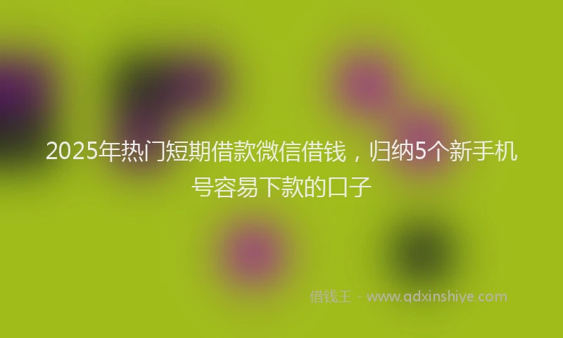 2025年热门短期借款微信借钱，归纳5个新手机号容易下款的口子