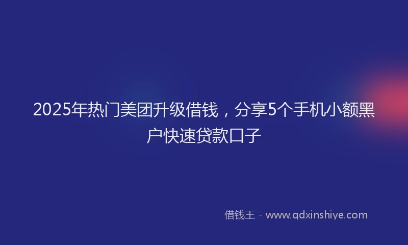 2025年热门美团升级借钱，分享5个手机小额黑户快速贷款口子