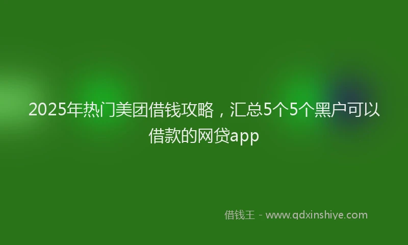 2025年热门美团借钱攻略，汇总5个5个黑户可以借款的网贷app