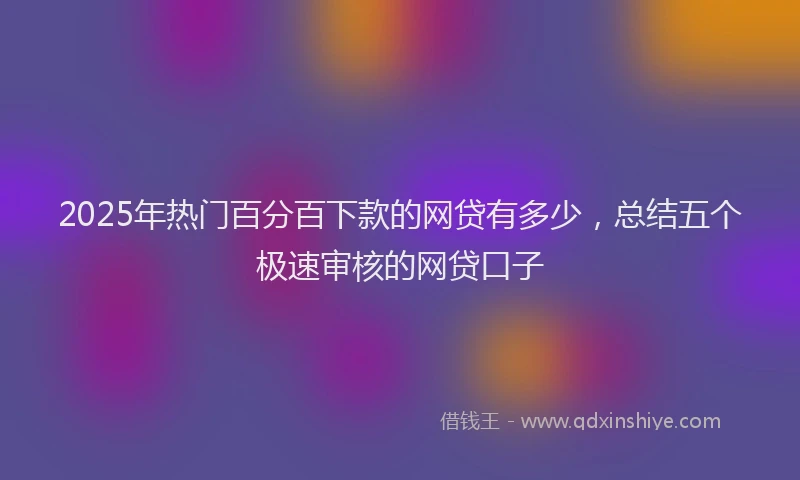 2025年热门百分百下款的网贷有多少，总结五个极速审核的网贷口子