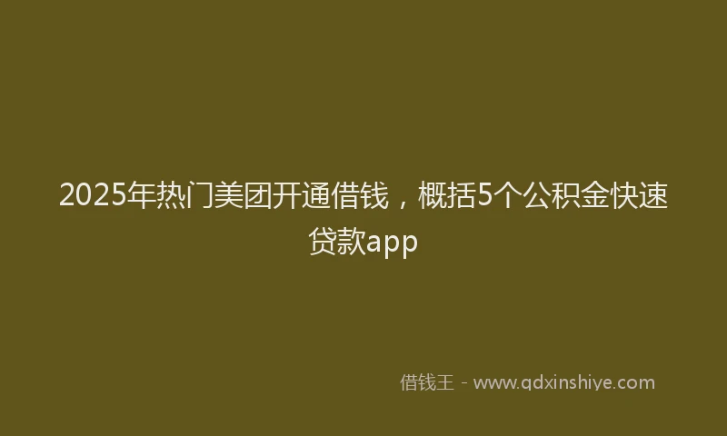 2025年热门美团开通借钱，概括5个公积金快速贷款app
