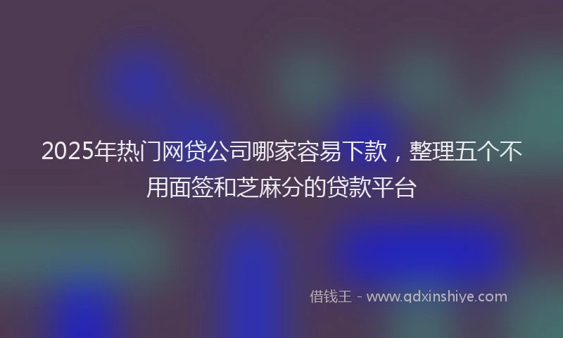 2025年热门网贷公司哪家容易下款，整理五个不用面签和芝麻分的贷款平台