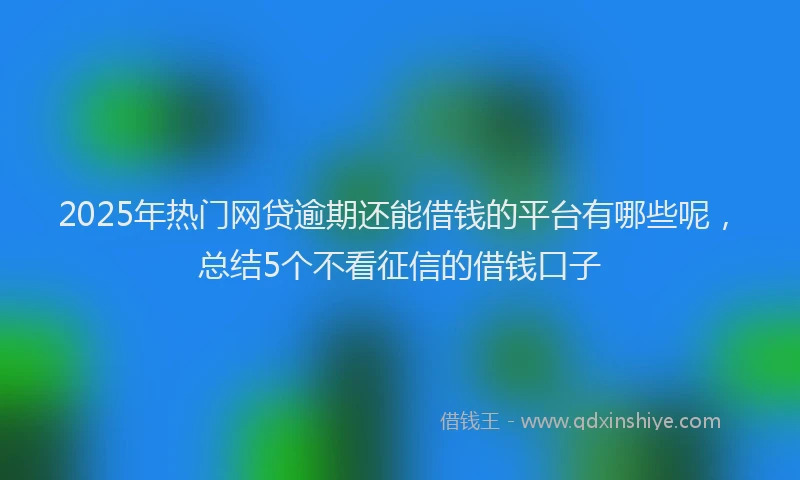 2025年热门网贷逾期还能借钱的平台有哪些呢，总结5个不看征信的借钱口子