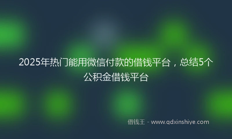 2025年热门能用微信付款的借钱平台,总结5个公积金借钱平台