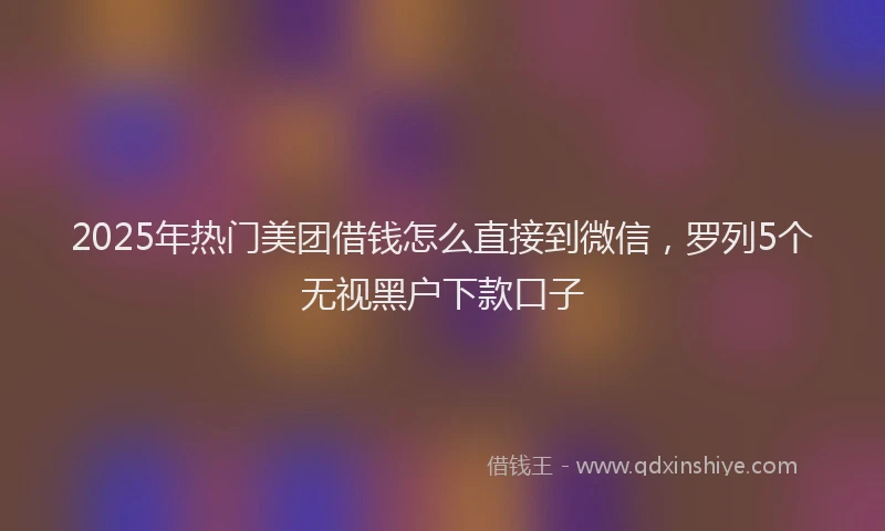 2025年热门美团借钱怎么直接到微信，罗列5个无视黑户下款口子
