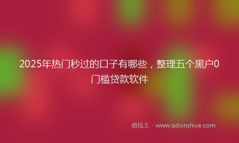 2025年热门秒过的口子有哪些,整理五个黑户0门槛贷款软件