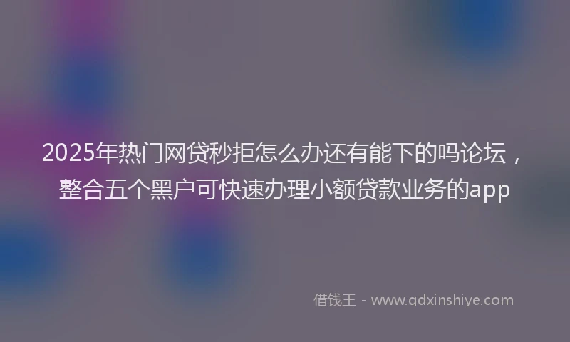 2025年热门网贷秒拒怎么办还有能下的吗论坛，整合五个黑户可快速办理小额贷款业务的app