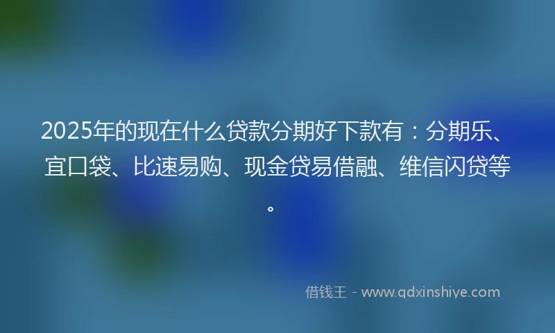 2025年的现在什么贷款分期好下款有:分期乐、宜口袋、比速易购、现金贷易借融、维信闪贷等。