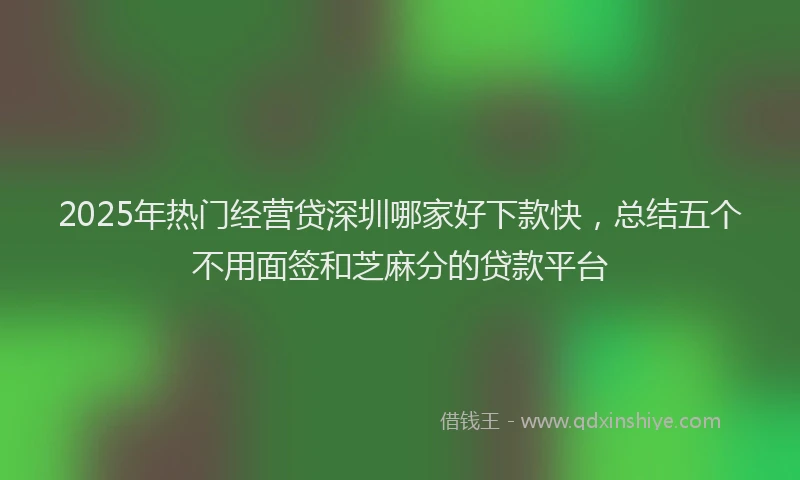 2025年热门经营贷深圳哪家好下款快,总结五个不用面签和芝麻分的贷款平台