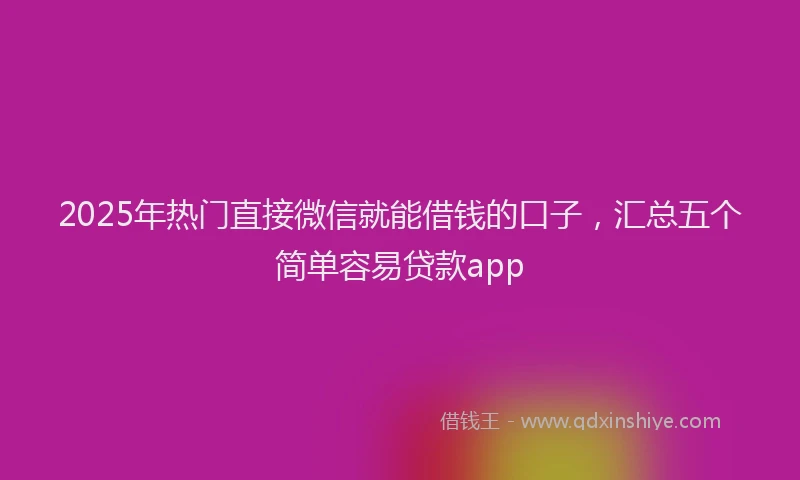 2025年热门直接微信就能借钱的口子,汇总五个简单容易贷款app