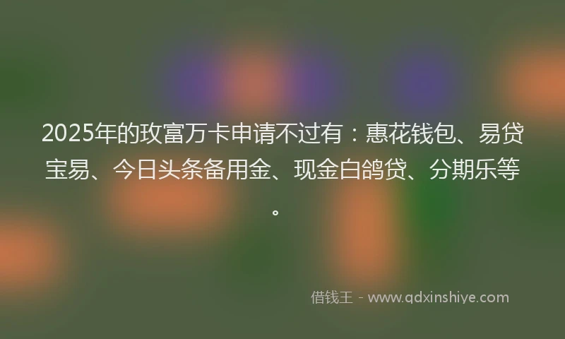 2025年的玫富万卡申请不过有：惠花钱包、易贷宝易、今日头条备用金、现金白鸽贷、分期乐等。