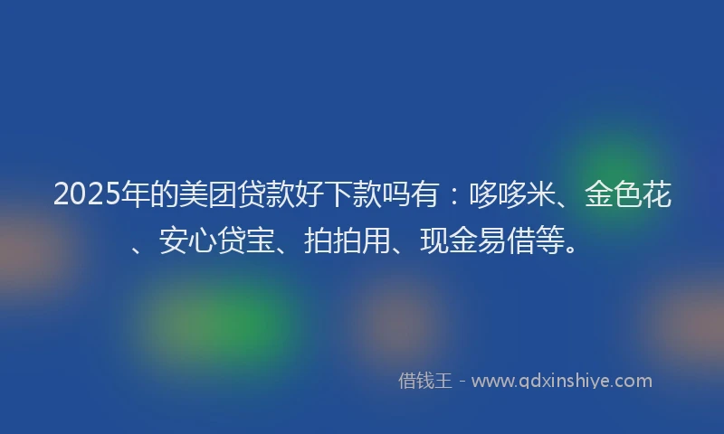 2025年的美团贷款好下款吗有：哆哆米、金色花、安心贷宝、拍拍用、现金易借等。