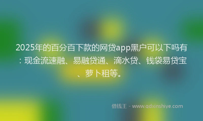 2025年的百分百下款的网贷app黑户可以下吗有：现金流速融、易融贷通、滴水贷、钱袋易贷宝、萝卜租等。