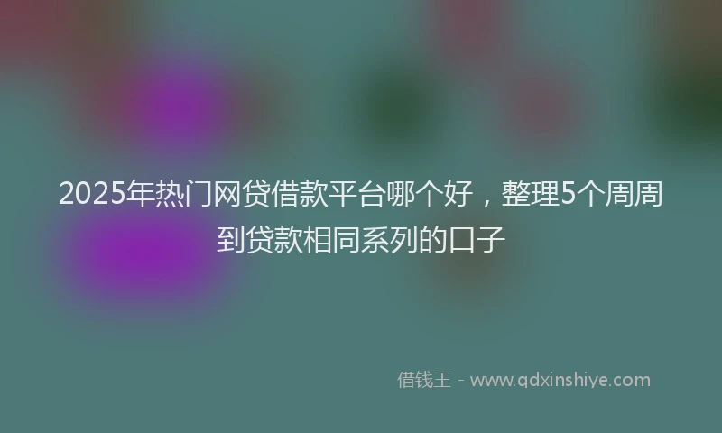 2025年热门网贷借款平台哪个好，整理5个周周到贷款相同系列的口子