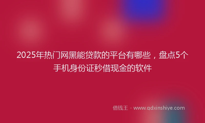 2025年热门网黑能贷款的平台有哪些，盘点5个手机身份证秒借现金的软件