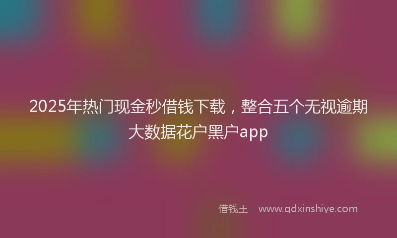 2025年热门现金秒借钱下载，整合五个无视逾期大数据花户黑户app