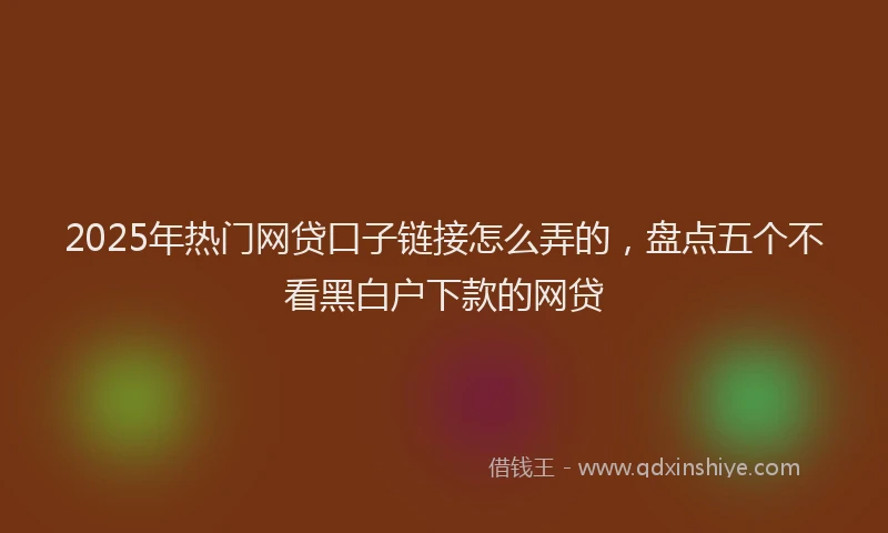 2025年热门网贷口子链接怎么弄的，盘点五个不看黑白户下款的网贷