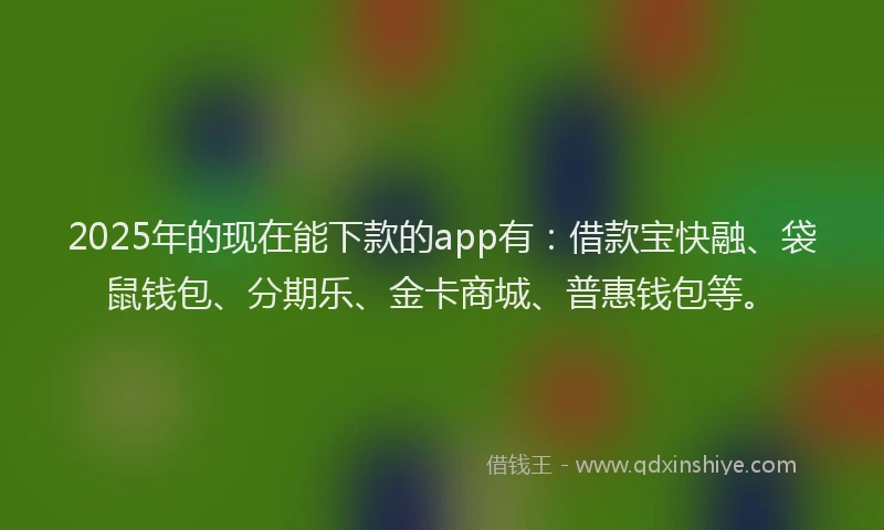 2025年的现在能下款的app有：借款宝快融、袋鼠钱包、分期乐、金卡商城、普惠钱包等。